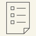 Checklist thin line icon. List vector illustration isolated on white. Document outline style design, designed for web