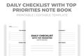 Daily Checklist With Top Priorities Note Book KDP Interior