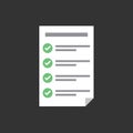 Checklist vector concept. Flat illustration of checklist icon for web or prints with green check boxes on white background