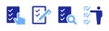 Checklist Vector icon Collection. Clipboard with checkmarks, Document Selection, Checkbox on paper icons.