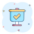 Checklist vector icon in comic style. Survey cartoon vector illustration in flat design on isolated background. Simple splash