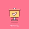 Checklist vector icon in comic style. Survey cartoon vector illustration in flat design on isolated background. Simple splash