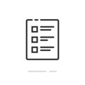 Checklist vector icon, line outline art document and to do list with checkboxes symbol, concept of survey, online quiz Royalty Free Stock Photo