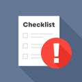 Checklist with Warning Icon Task Alert Concept Vector Royalty Free Stock Photo