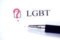 Checklist with a word LGBT on white paper. Checkbox concept