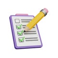 Checklist with yellow pencil on clipboard Royalty Free Stock Photo