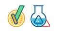 Checkmark and Beaker Medals, Verified Scientific Achievements, vector design Generative AI Royalty Free Stock Photo
