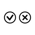 Checkmark-Check, X or Approve Deny Line Art Color Icon for Apps and Websites.