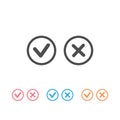 Checkmark-Check, X or Approve Deny Line Art Vector Color Icon set for Apps and Websites.