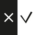 Checkmark check, x or approve deny line art vector icon for apps and websites