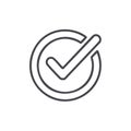 Checkmark in Circle Outline, Minimal Style Validation Icon, Confirmation Symbol Royalty Free Stock Photo