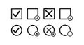 Checkmark and Cross Symbols Vector Set with Boxes and Circles for Selection and Voting Design Elements Royalty Free Stock Photo