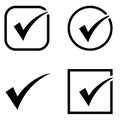 Checkmark cross on white background. Isolated vector sign symbol. Checkmark icon set. Checkmark right symbol tick sign. Flat vec