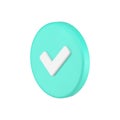 Checkmark done complete green circle button positive choice success accept isometric 3d icon vector Royalty Free Stock Photo