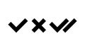 Checkmark double right symbol icon set, wrong symbol on isolated white background. EPS 10 vector