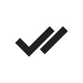 Checkmark double right symbol tick sign. Vector flat illustration isolated