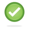 Checkmark, green button vector