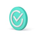 Checkmark green circle button done correct choice confirmation isometric 3d icon realistic vector Royalty Free Stock Photo