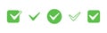 Checkmark green icon set. Consent and approval symbol