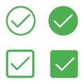 Checkmark green icon vector isolated set. Ok button