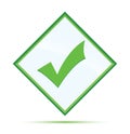 Checkmark icon modern abstract green diamond button Royalty Free Stock Photo