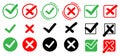 Checkmark icons set. A collection of web button variants, green checkmark and red cross. approved and rejected stamp. Many options Royalty Free Stock Photo