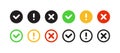 Checkmark icons set. Green check mark, cross mark icons. Vector scalable graphics