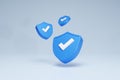 Checkmark Safety and Security 3D Rendering Shield Icon Symbols Blue Royalty Free Stock Photo