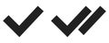 Checkmark and seen message symbol. Tick, read message vector icon