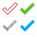 Vector check mark, set Different styles, eps, and jpg. Royalty Free Stock Photo