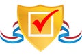 Checkmark Shield with Ribbon Royalty Free Stock Photo