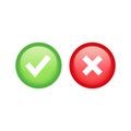 Checkmark or tick and cross glossy button set Royalty Free Stock Photo