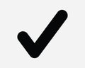 Checkmark Tick Icon. Verified Approved Vote Yes Confirmed Choice Success OK Test Agreement Black White Sign Symbol EPS Vector