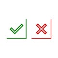 Checkmark and x or confirm, Check mark and x icon