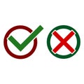 Checkmark and x or confirm, Check mark and x icon