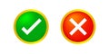Checkmark and x or confirm and deny circle icon button 3d for apps and websites symbol, icon checkmark choice, checkbox button for