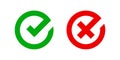 Checkmark and x or confirm and deny circle icon button flat for apps and websites symbol, icon checkmark choice, checkbox button Royalty Free Stock Photo