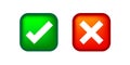 Checkmark and x or confirm and deny square icon button 3d for apps and websites symbol, icon checkmark choice, checkbox button for