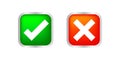 Checkmark and x or confirm and deny square icon button 3d for apps and websites symbol, icon checkmark choice, checkbox button for