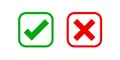 Checkmark and x or confirm and deny square icon button flat for apps and websites symbol, icon checkmark choice, checkbox button Royalty Free Stock Photo