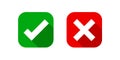 Checkmark and x or confirm and deny square icon button flat for apps and websites symbol, icon checkmark choice, checkbox button Royalty Free Stock Photo