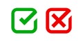 Checkmark and x or confirm and deny square icon button flat for apps and websites symbol, icon checkmark choice, checkbox button