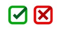 Checkmark and x or confirm and deny square icon button flat for apps and websites symbol, icon checkmark choice, checkbox button