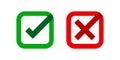 Checkmark and x or confirm and deny square icon button flat for apps and websites symbol, icon checkmark choice, checkbox button Royalty Free Stock Photo