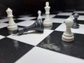 Checkmate black defeats white king selective focus Royalty Free Stock Photo