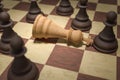 Checkmate in chess. White king is surrounded by black pawns. 3D rendered illustration