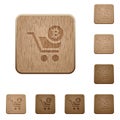 Checkout with Bitcoin cart wooden buttons