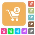 Checkout with Bitcoin cart rounded square flat icons