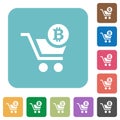 Checkout with Bitcoin cart rounded square flat icons