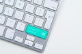 Checkout button on computer keyboard with shopping cart Royalty Free Stock Photo